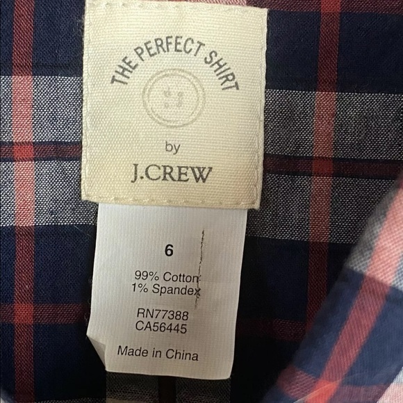 J Crew Perfect Shirt Bronze Buttons Navy Plaid - Picture 9 of 9